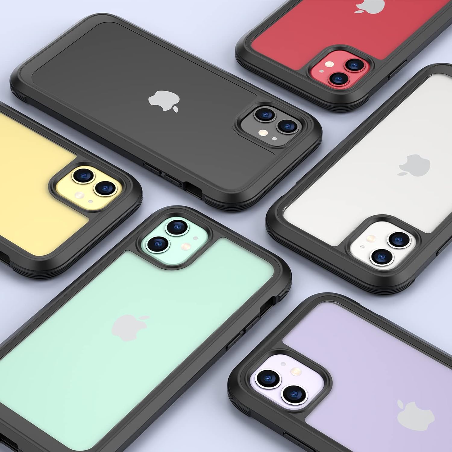 Glass Series for Iphone 11 Case 6.1 Inch, Upgraded Full-Body Rugged Phone Bumper Case Cover with Built-In 9H Tempered Glass Screen Protector and Camera Protector, Black